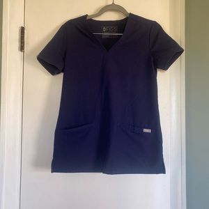 XXS navy figs scrub top with two pockets